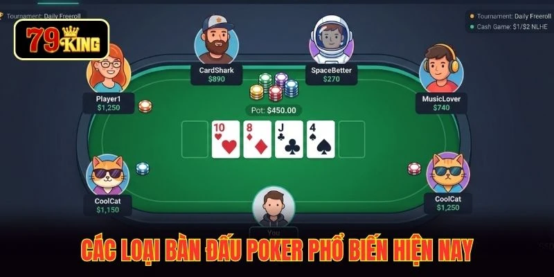 Các loại bàn đấu poker phổ biến hiện nay
