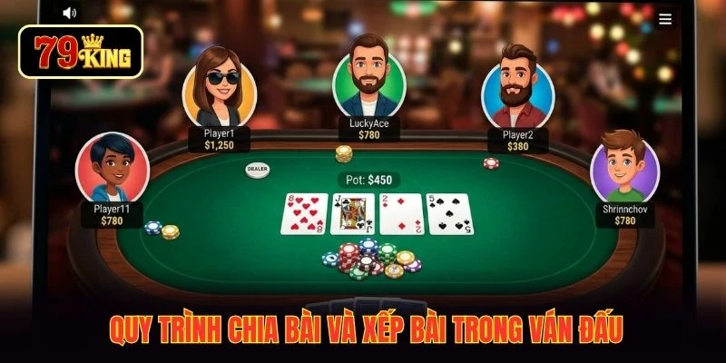 Quy trình chia bài và xếp bài trong ván đấu